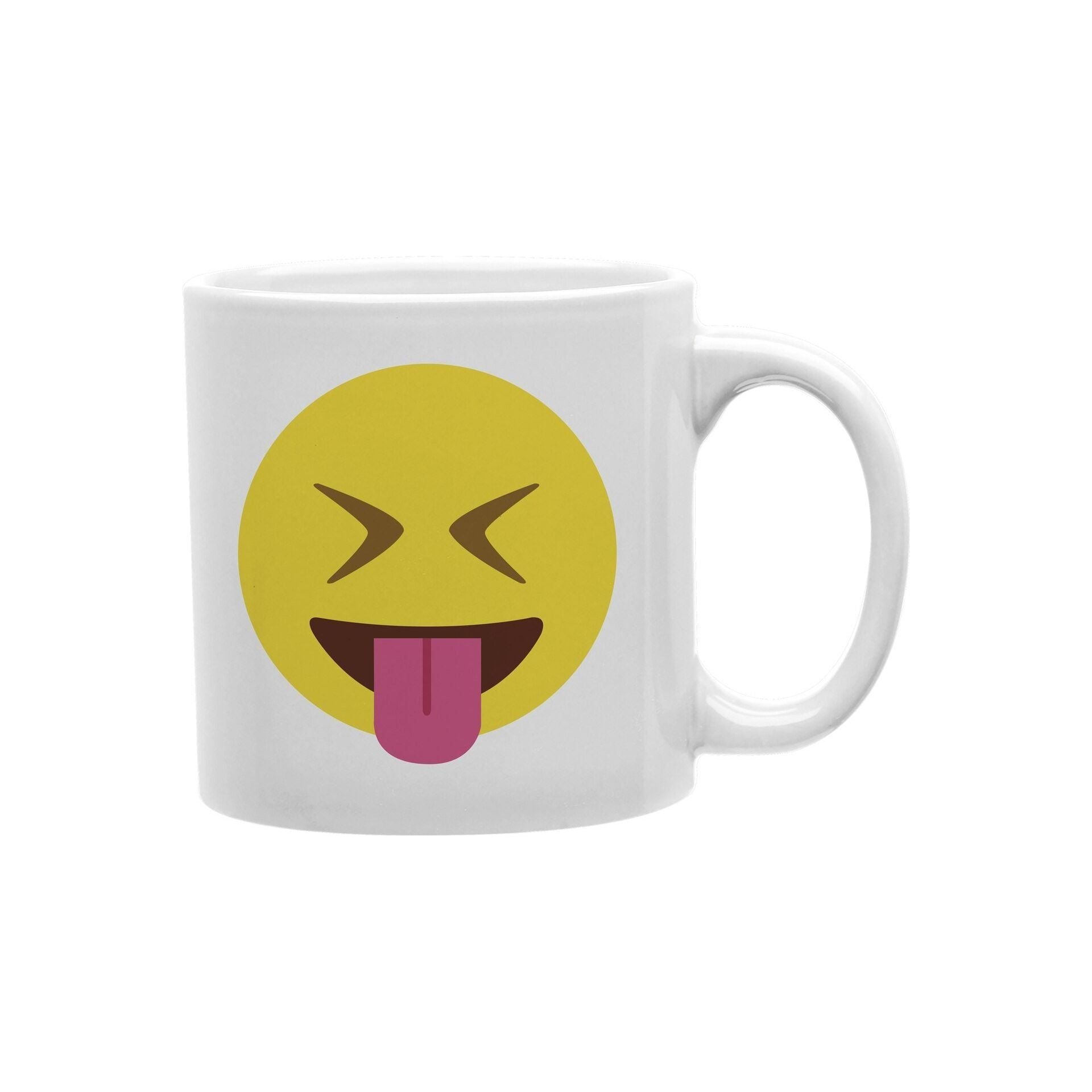 The Crazy Face Emoji Coffee Mug is a fun and quirky addition to your