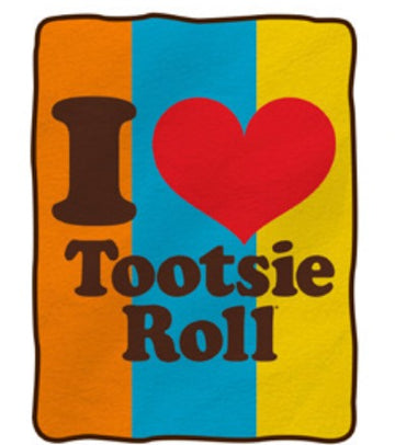 I Heart Tootsie Roll Fleece Blanket 50x60 - Rainbow Stripe