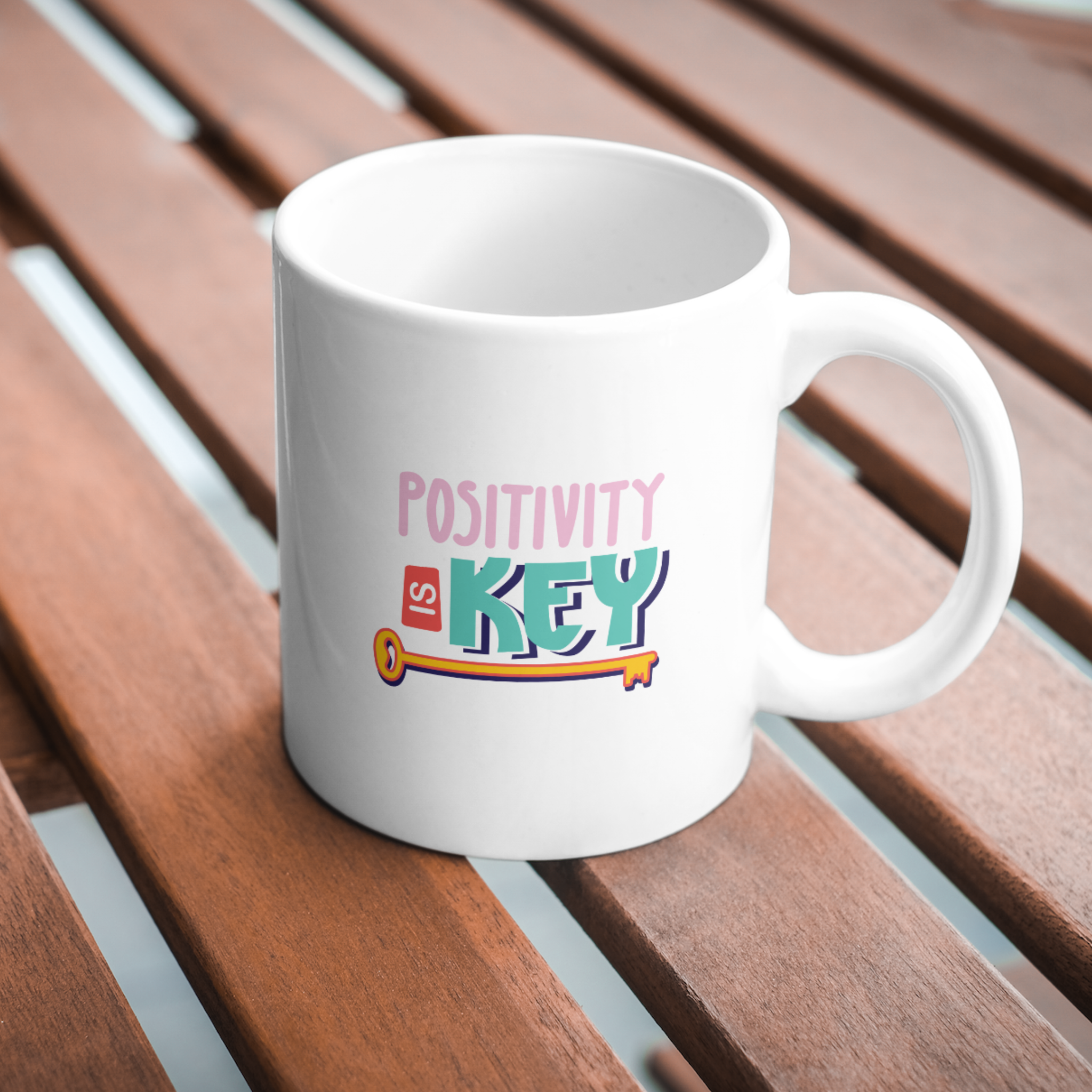 Positivity Is Key Coffee and Tea Ceramic Mug 11oz