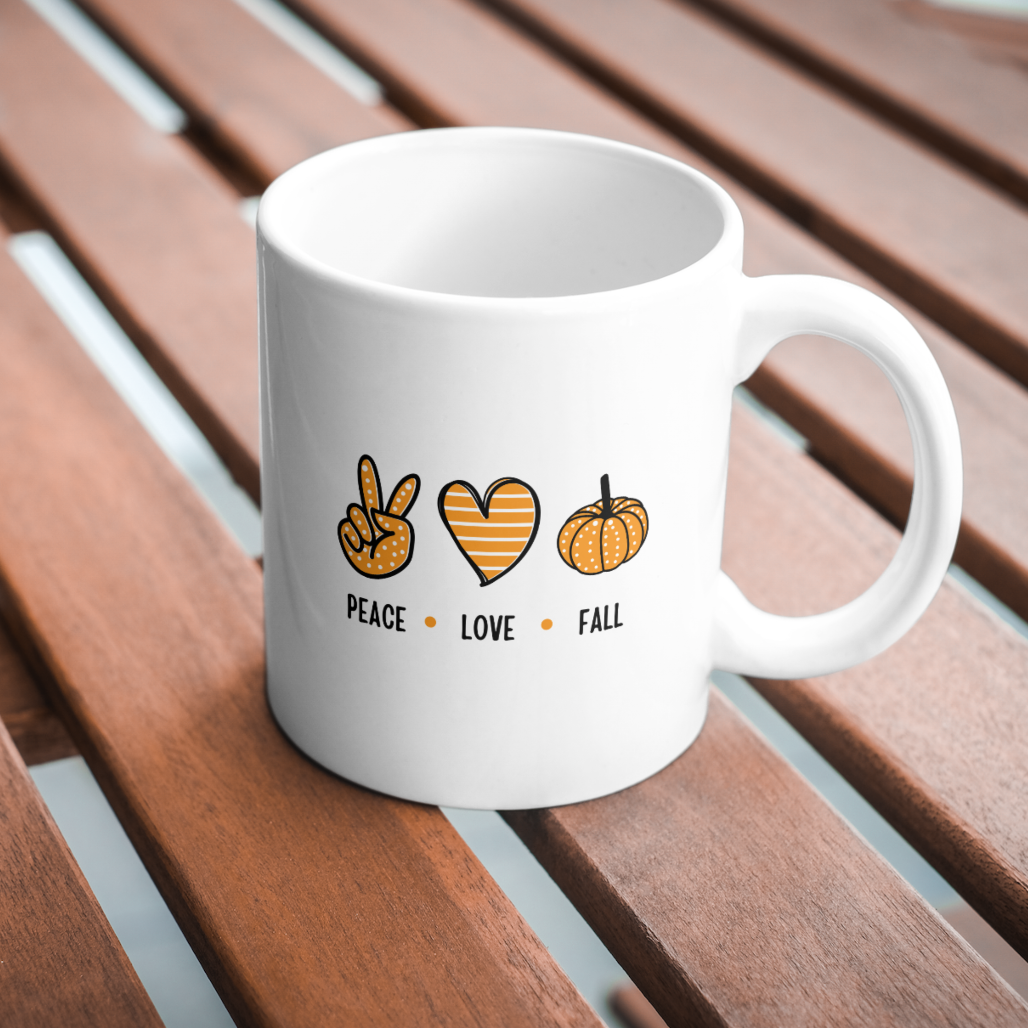 Peace Love Fall Coffee and Tea Ceramic Mug 11oz