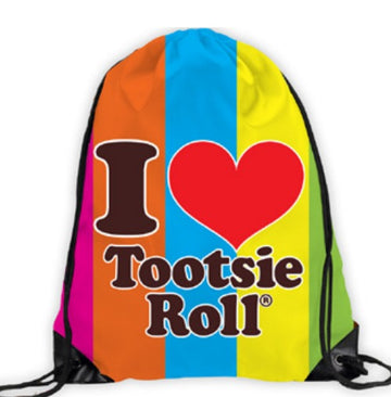I Heart Tootsie Roll Drawstring Bag - Rainbow Stripe