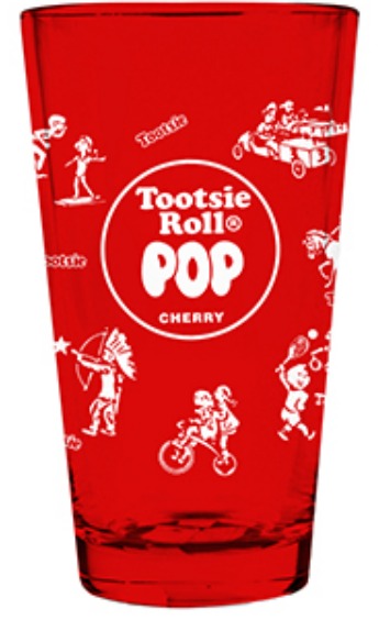 Tootsie Roll Pop Cherry Wrapper 16 oz. Pint Glass - Red