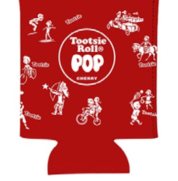 Tootsie Roll Pop Cherry Wrapper Can Koozie - Red