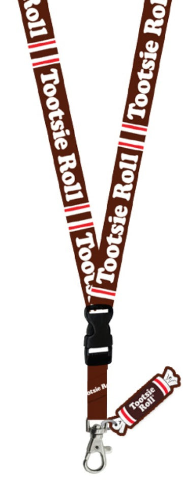 Tootsie Roll Lanyard with Rubber Candy Charm - Brown