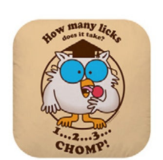 Mr. Owl How Many Licks Spandex Beaded Pillow - Tan
