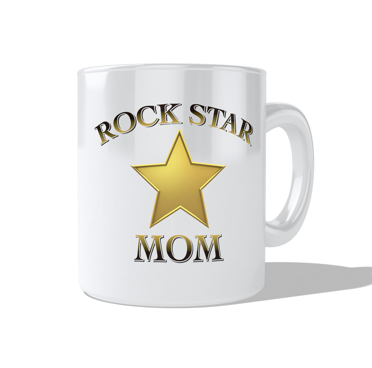 Rock Star Mom Gold Star Coffee and Tea Ceramic Mug 11oz