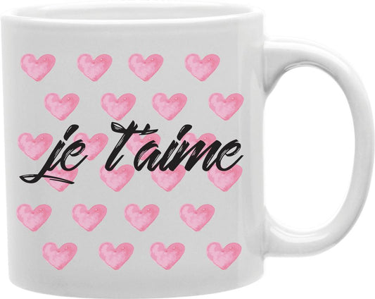 Je T'aime Hearts Coffee and Tea Ceramic Mug 11oz
