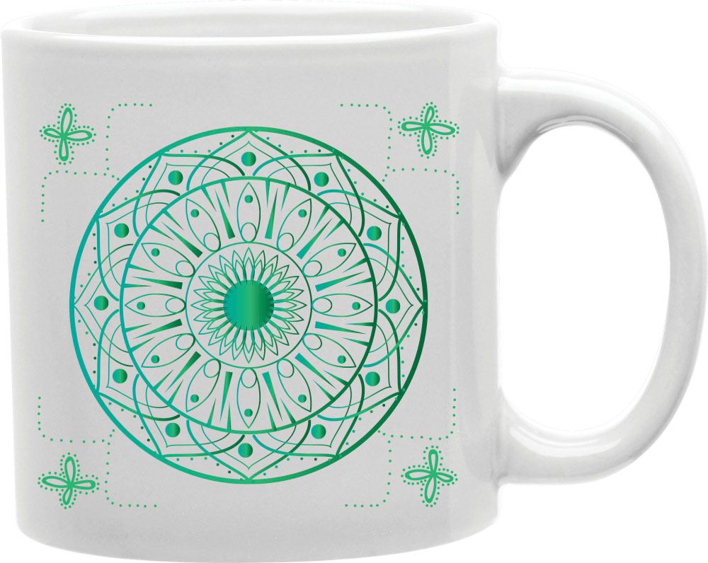 Green Mandala Tapestry Coffee and Tea Ceramic Mug 11oz