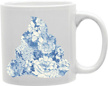Blue Floral Poop Coffee and Tea Ceramic Mug 11oz