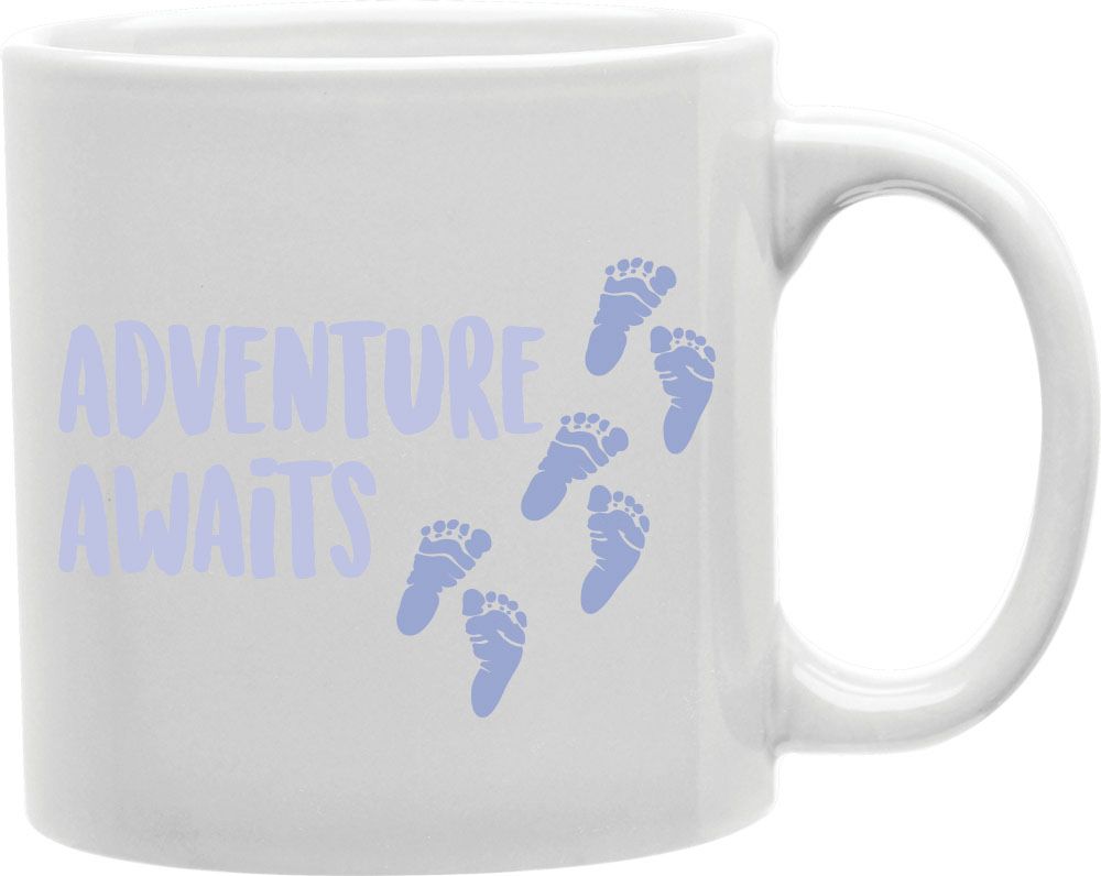 Adventure Awaits Blue Baby Feet Coffee and Tea Ceramic Mug 11oz