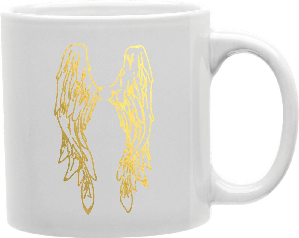 Gold Angel Wings Coffee and Tea Ceramic Mug 11oz