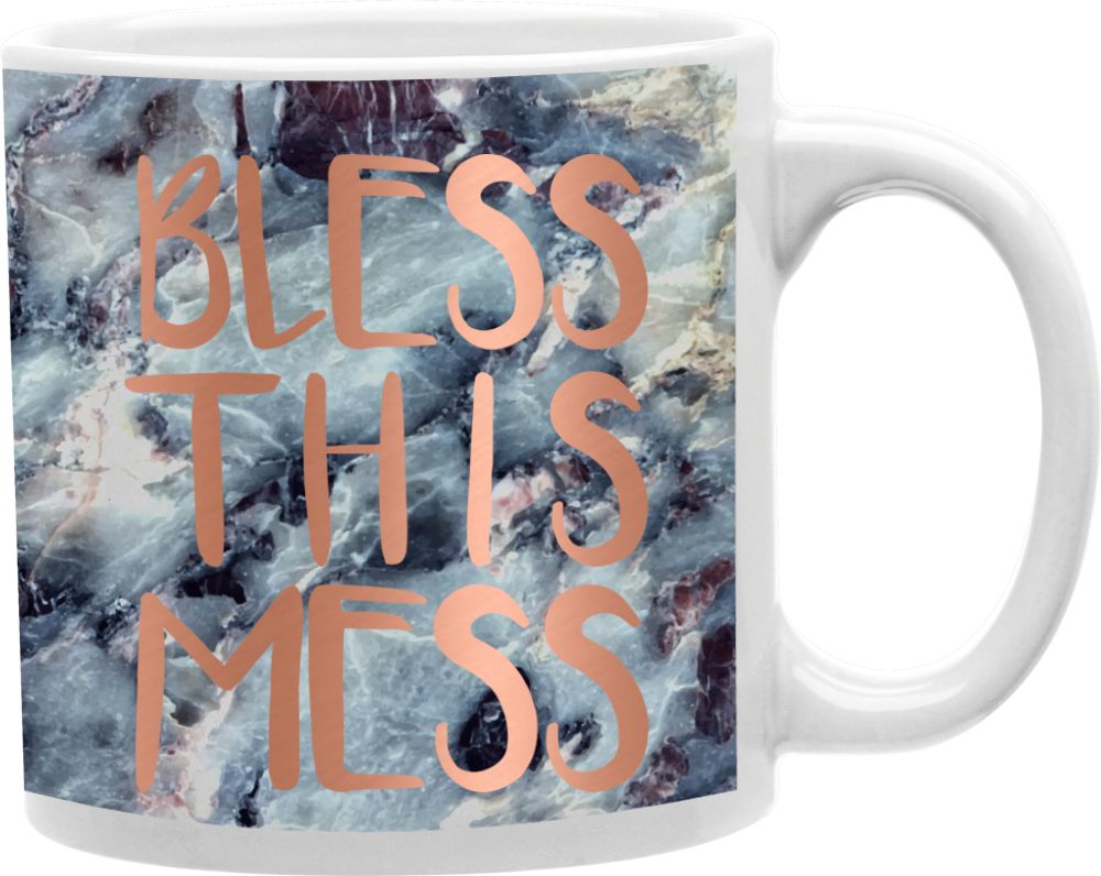 Bless This Mess Blue Marble Coffee and Tea Ceramic Mug 11oz