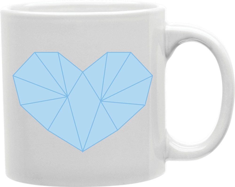 Geometric Blue Heart Coffee and Tea Ceramic Mug 11oz