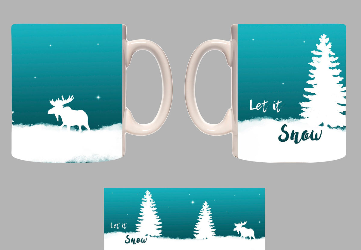 Moose Let It Snow Coffee and Tea Ceramic Mug 11oz