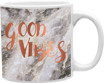 Good Vibes Gray Marble Coffee and Tea Ceramic Mug 11oz