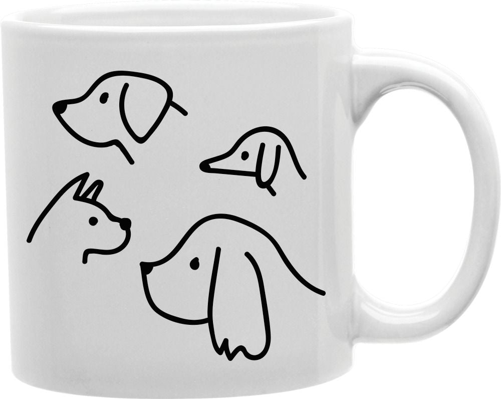 Dog Faces Line Art Coffee and Tea Ceramic Mug 11oz