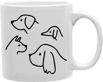 Dog Faces Line Art Coffee and Tea Ceramic Mug 11oz