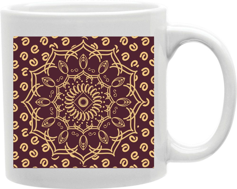 Burgundy And Gold Mandala Tapestry Coffee and Tea Ceramic Mug 11oz