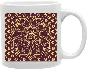 Burgundy And Gold Mandala Tapestry Coffee and Tea Ceramic Mug 11oz