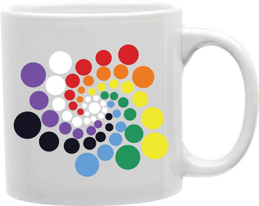 Rainbow Dot Swirl Coffee and Tea Ceramic Mug 11oz