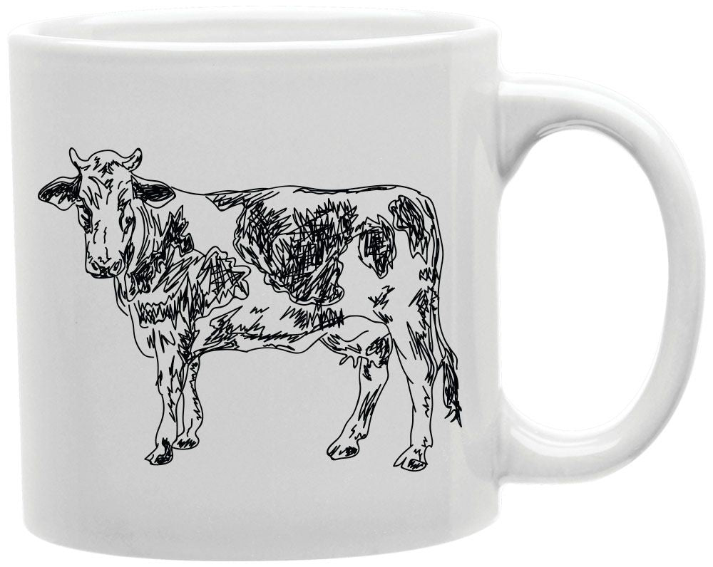 Cow Sketch Coffee and Tea Ceramic Mug 11oz