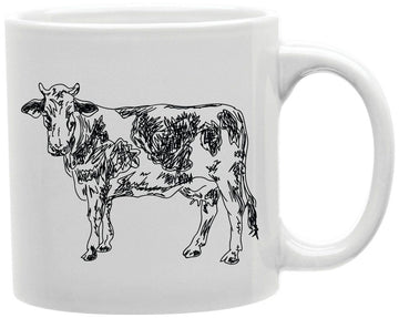 Cow Sketch Coffee and Tea Ceramic Mug 11oz