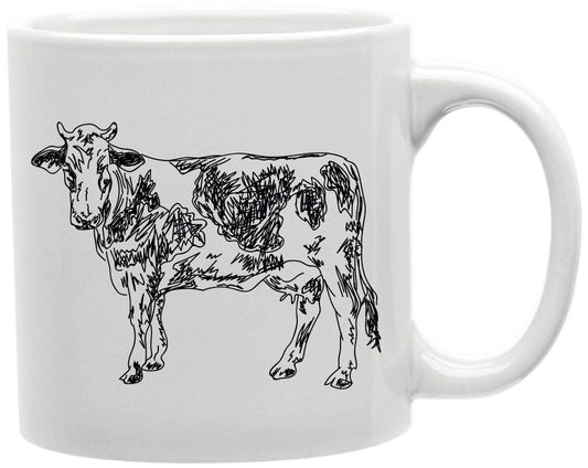 Cow Sketch Coffee and Tea Ceramic Mug 11oz