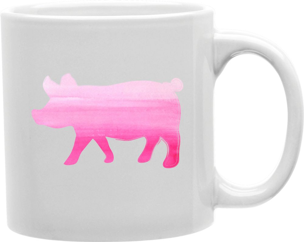 Pink Watercolor Pig Coffee and Tea Ceramic Mug 11oz