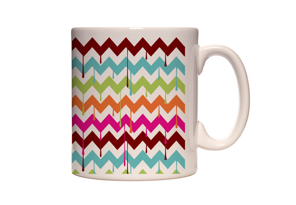 Rainbow Drip Chevron Coffee and Tea Ceramic Mug 11oz