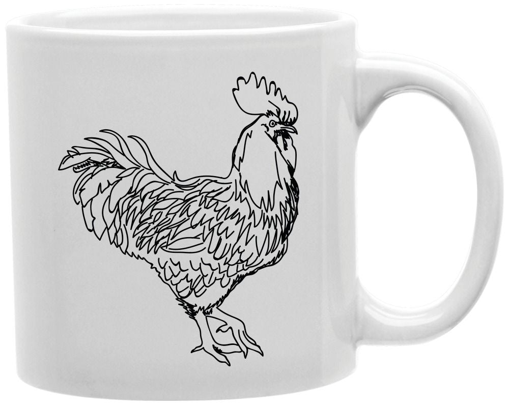 Rooster Sketch Coffee and Tea Ceramic Mug 11oz