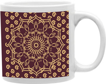 Burgundy And Gold Mandala Tapestry Wrap Coffee and Tea Ceramic Mug 11oz
