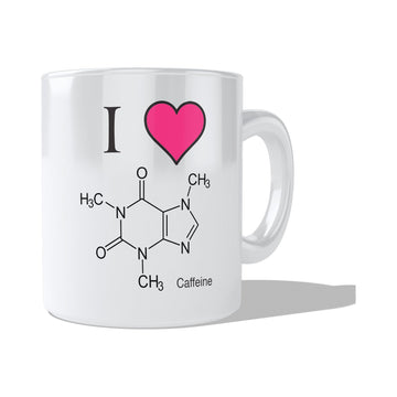 I heart Caffeine Coffee and Tea Ceramic  Mug 11oz