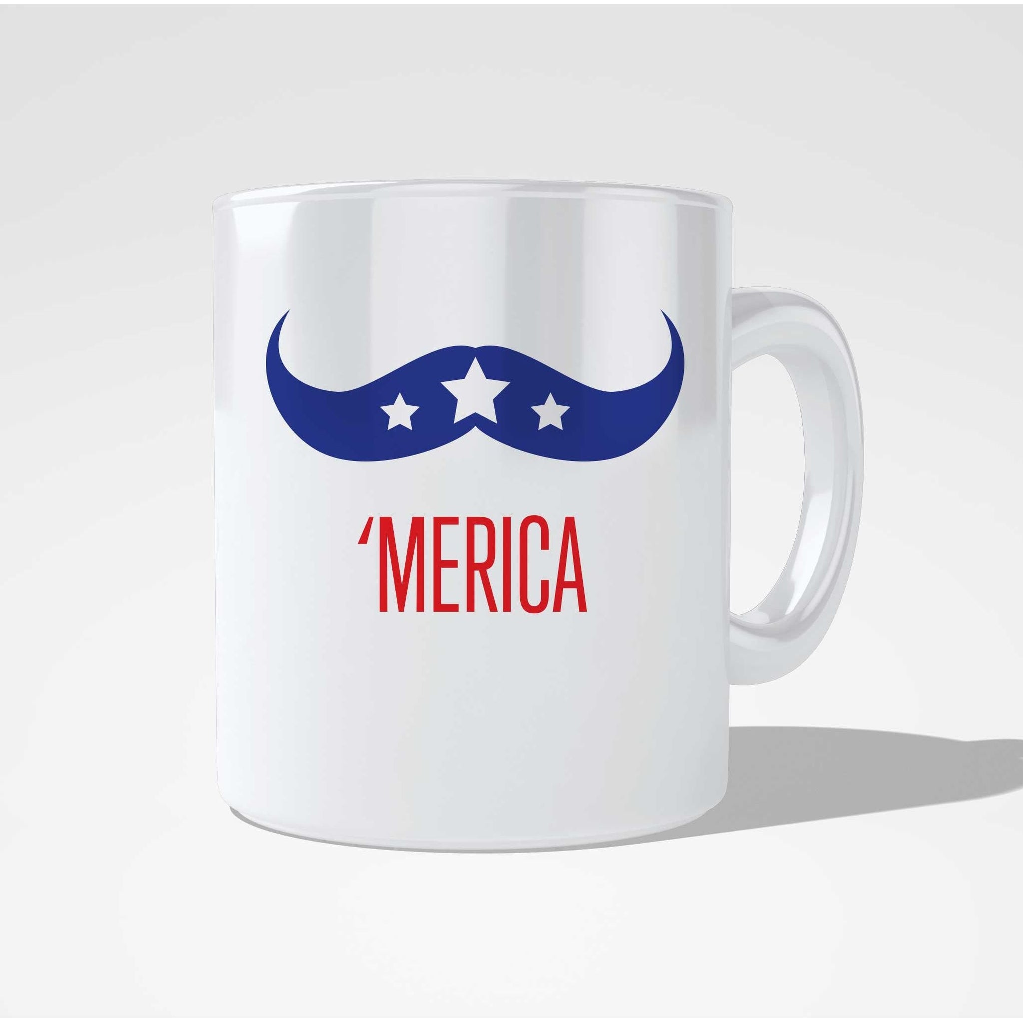 Merica Mustache  Coffee and Tea Ceramic  Mug 11oz